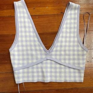 Zara Gingham Purple Crop Top